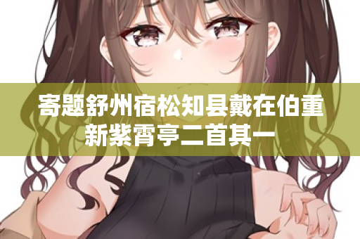 寄题舒州宿松知县戴在伯重新紫霄亭二首其一